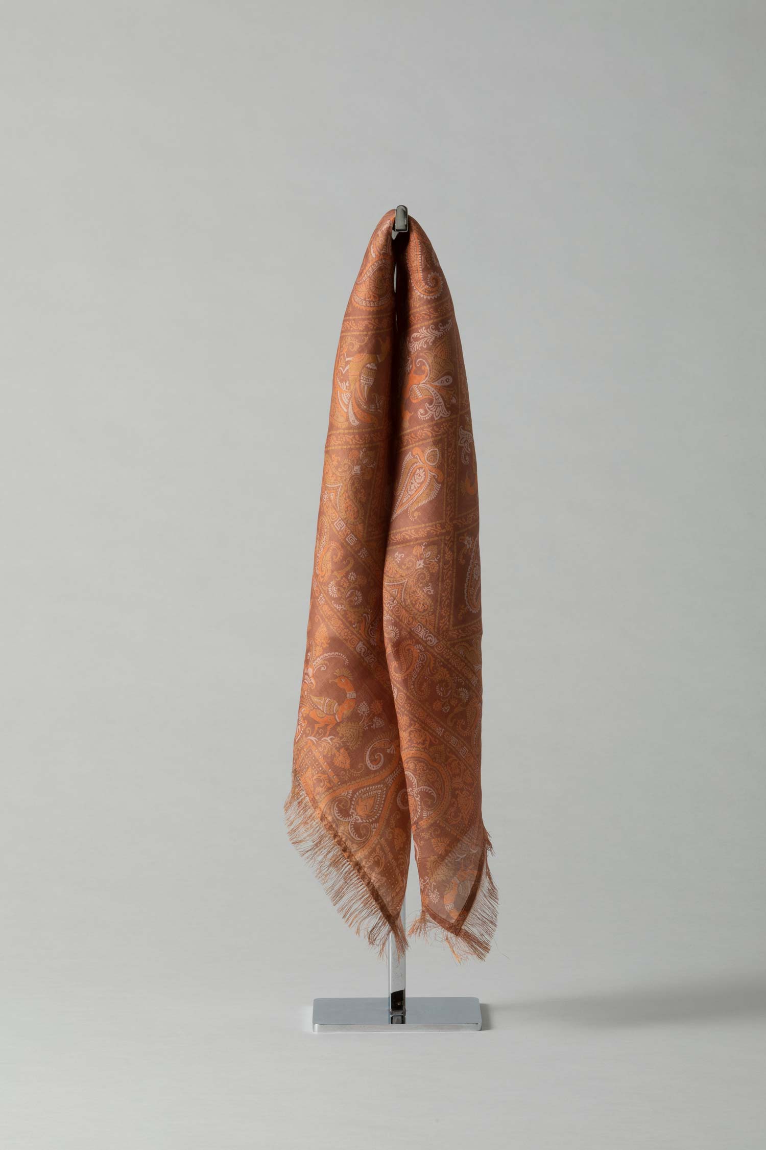 Oversized Goa Silk Sari Scarf - Beige / Brown tones