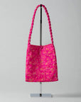 Square Silk Sari Pouch - Pink tones