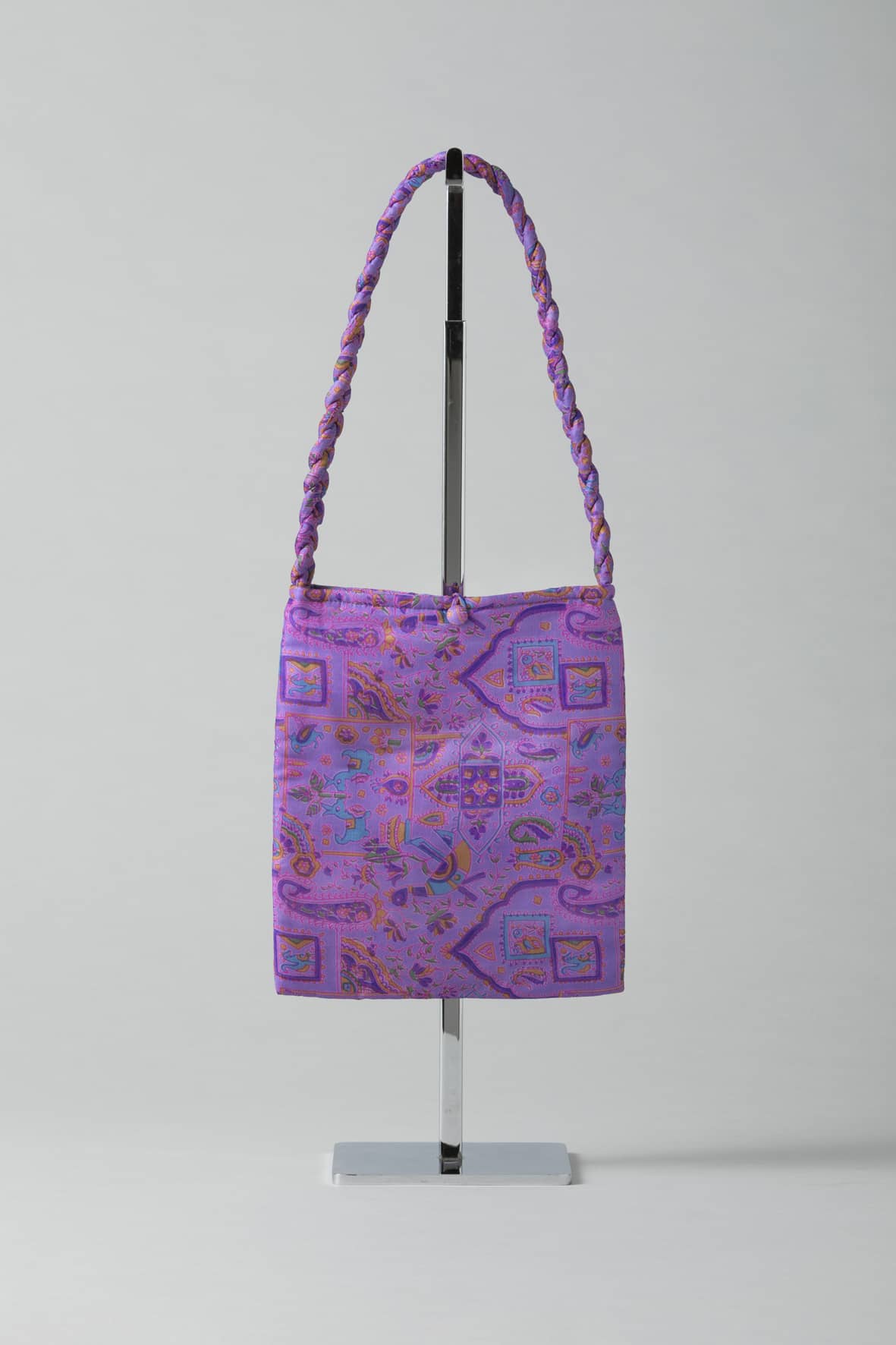 Square Silk Sari Pouch - Purple tones