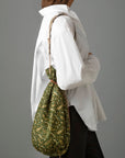 Oversized Damyanti Silk Sari Pouch - Green tones