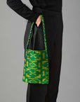 Square Silk Sari Pouch - Green